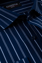 Navy Blue Stripe Men's Dress Shirt